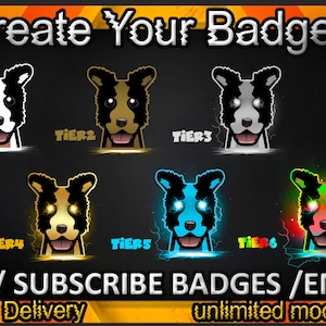 Dog Twitch sub badges / Dog Twitch emotes/ Dog badges for streamers / Dog Subscriber Badges