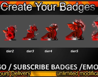 Dragon Twitch sub badges / Dragon Twitch emotes/ Dragon badges for streamers / Dragon Subscriber Badges