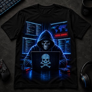Skull Hacker PNG, Cybersecurity Cyberpunk Sublimation Design, Digital Download