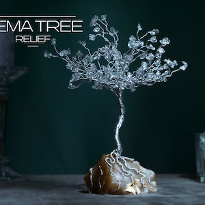 Crystal Wire Tree Sculpture, Handcrafted Home Decor, Metal Bonsai Decoration, Tabletop Art, Desk Office Ornament, Unique Housewarming Gift