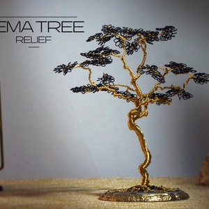 Gold Bonsai Sculpture, Art Nouveau Wire Tree, Home Decor Centerpiece, Handmade Metal Wire Art, Living Room Decoration, Artistic Wire Art