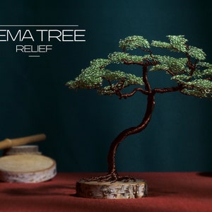 Japanese Metal Tree Sculpture, Wire Bonsai Centerpiece, Tree of Life Art, HandmadeOffice Desk Decoration, Zen Home Decor Gift Ornament