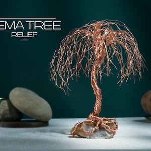 Copper Willow Tree Sculpture, Metal Collectible Art, Nature Lover Gift, Unique Wire Art Centerpiece, House Warming Gift Decoration