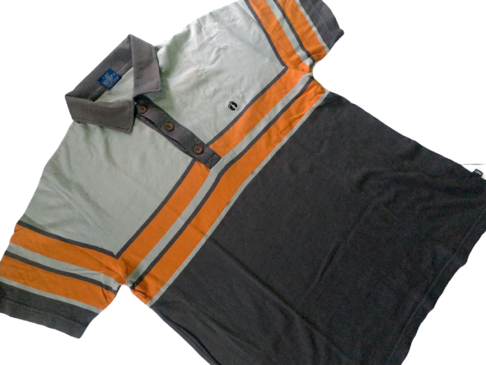 Vintage Hang Ten T-shirt Stripe Short Sleeve Hawaii Surfer Beach Life Orange