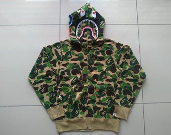 BAPE トライバルカモ　ジップパーカー　archive opium y2k レア✨ アベイシングエイプ サルカモ 迷彩 ジップパーカー 柄 L