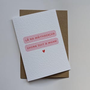 Carte de fête des mères irlandaise, carte irlandaise pour maman, carte de fête des mères irlandaise, carte de langue irlandaise, A6, intérieur vierge, enveloppe incluse