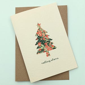 Irish Language Christmas Tree Card, Nollaig Shona, Irish Christmas Cards, As Gaeilge, A6, Blank Inside, Envelope Included