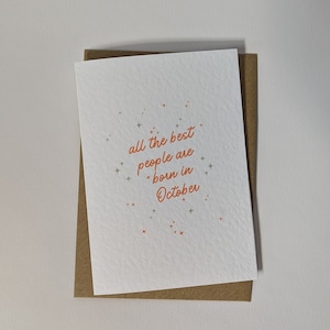 Carte d'anniversaire d'octobre pour un ami, carte d'anniversaire d'automne, carte de joyeux anniversaire d'octobre, carte de couleurs d'automne pour elle, carte née en octobre