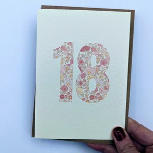 Carte d'anniversaire 18 ans pour fille, carte d'anniversaire florale, carte d'anniversaire de petite-fille, A6, intérieur vierge, enveloppe incluse