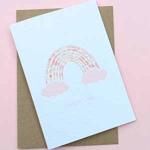 Carte d'anniversaire florale arc-en-ciel pour fille, carte d'anniversaire Liberty pour fille, carte d'anniversaire Liberty arc-en-ciel, carte imprimée Liberty pour enfants