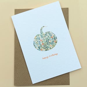 Carte d'anniversaire citrouille pour amie, carte d'anniversaire automne, carte joyeux anniversaire citrouille, carte florale automne pour elle, carte d'anniversaire octobre