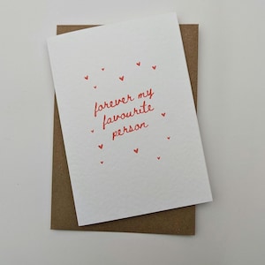 Ma personne préférée pour toujours, carte de Saint-Valentin, carte de Saint-Valentin, carte d'anniversaire, tu es ma préférée, carte de coeur, A6, vierge à l'intérieur