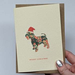 Carte de Noël Schnauzer, joyeux Noël, carte de Noël chien en bonnet de Noel A6, intérieur vierge, enveloppe incluse