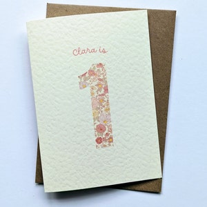 Carte d'anniversaire personnalisée pour fille, carte d'anniversaire personnalisée pour fille, carte d'anniversaire rose, carte florale, A6, vierge, enveloppe incluse