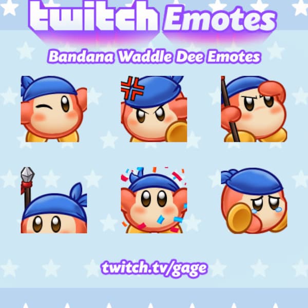 Bandana Waddle Dee Kirby Twitch Discord Emotes | 6er Set Bündel