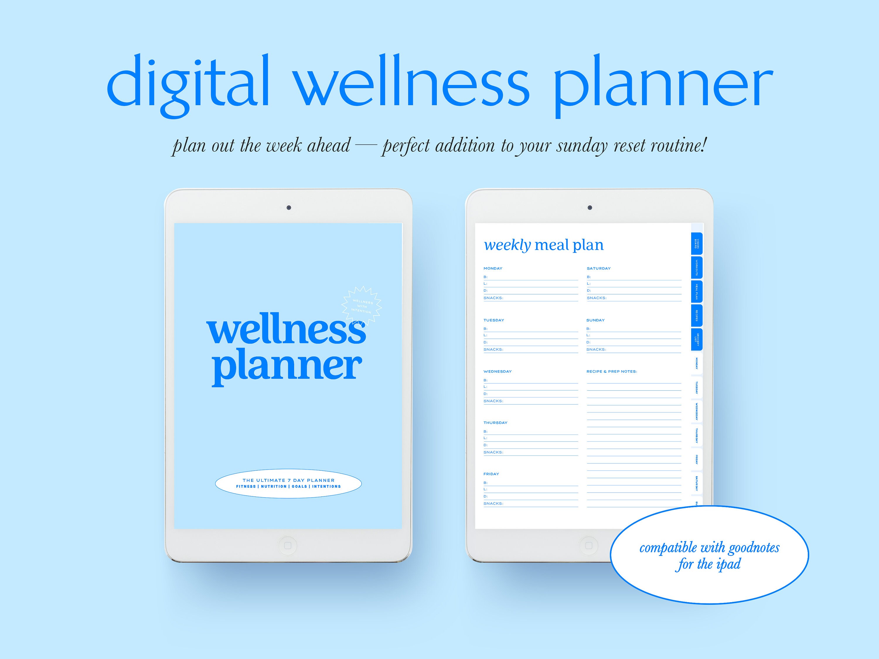 Digital Wellness Planner * Blue Version* | That Girl 7 Day Journal ...