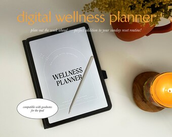 Digital Wellness Planner | Minimal Design 7 Day Journal | Digital Download for iPad | Plan your Workouts, Meals, Groceries & Goals