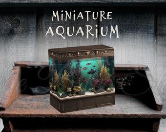 Miniature Aquarium, Printable Dollhouse Decor, DIY Miniature Furniture, Paper Diorama
