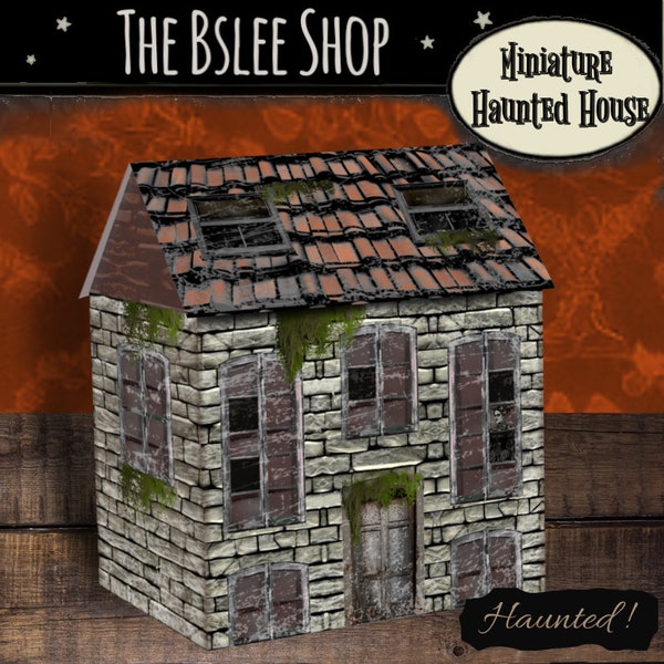 Mini Haunted House, Miniature Dollhouse, Halloween House For Diorama, Horror Mansion, Abandoned House, Spooky Decor, Printable Paper Crafts