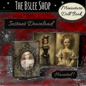Miniature Doll Album, Haunted Mini Book, Dollhouse Miniature Book, Halloween Dollhouse Book, Spooky Doll, Halloween Scrapbooking, Victorian