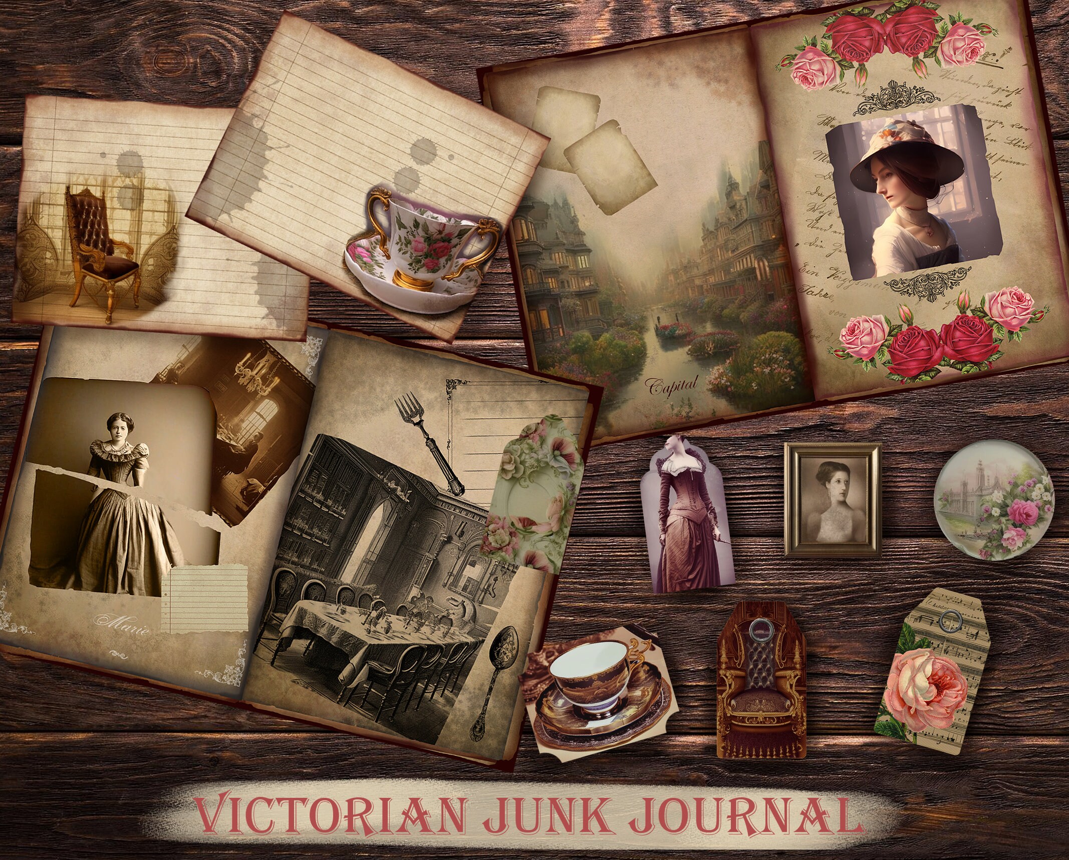 Victorian Ephemera Junk Journal Kit, Printable Victorian House ...