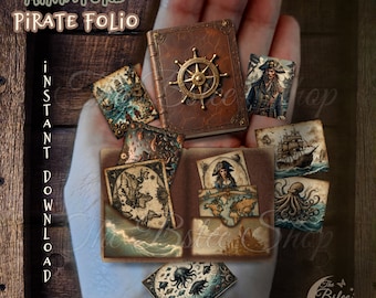 Miniature Pirate Folio Kit, Dollhouse Nautical Decor (Digital Download)