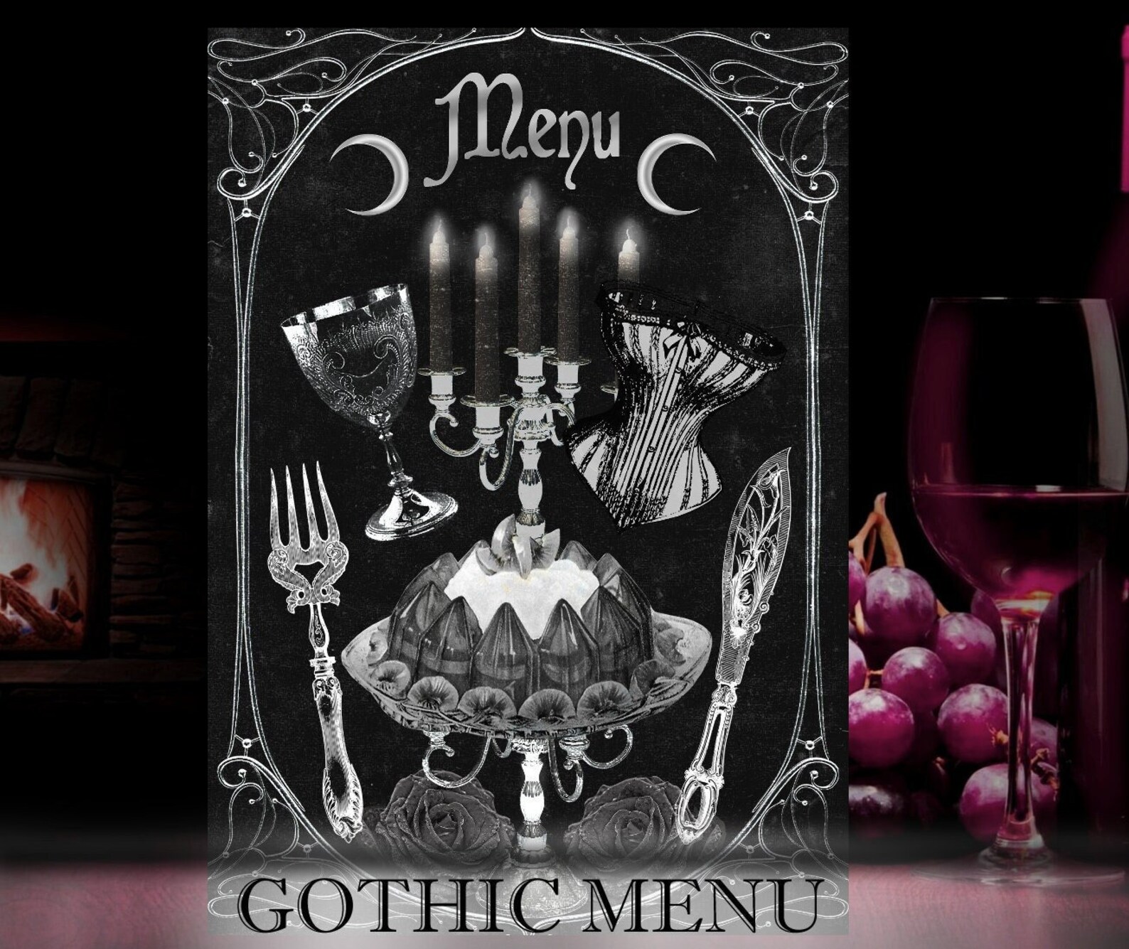 Printable Gothic Menu, Halloween Writing Menu, Vampire Menu, Gothic ...