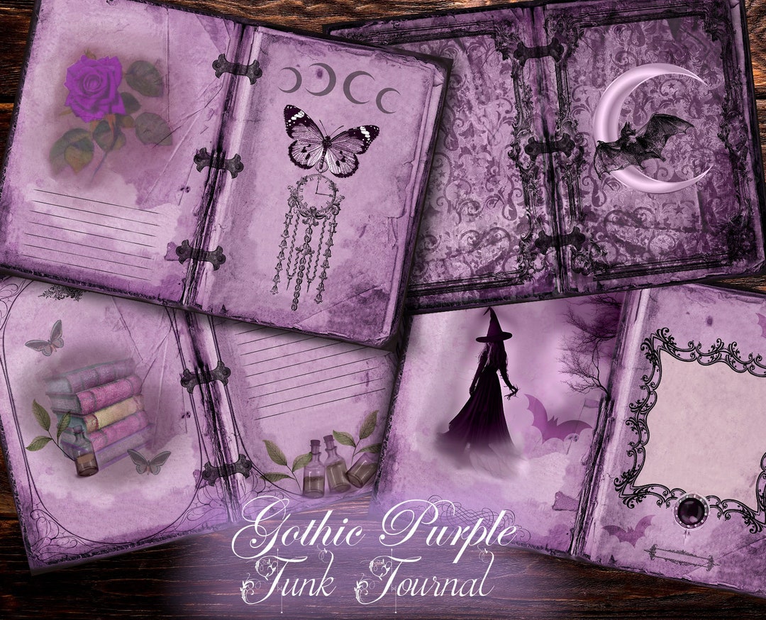 Gothic Purple Junk Journal Printable Goth Scrapbooking Etsy
