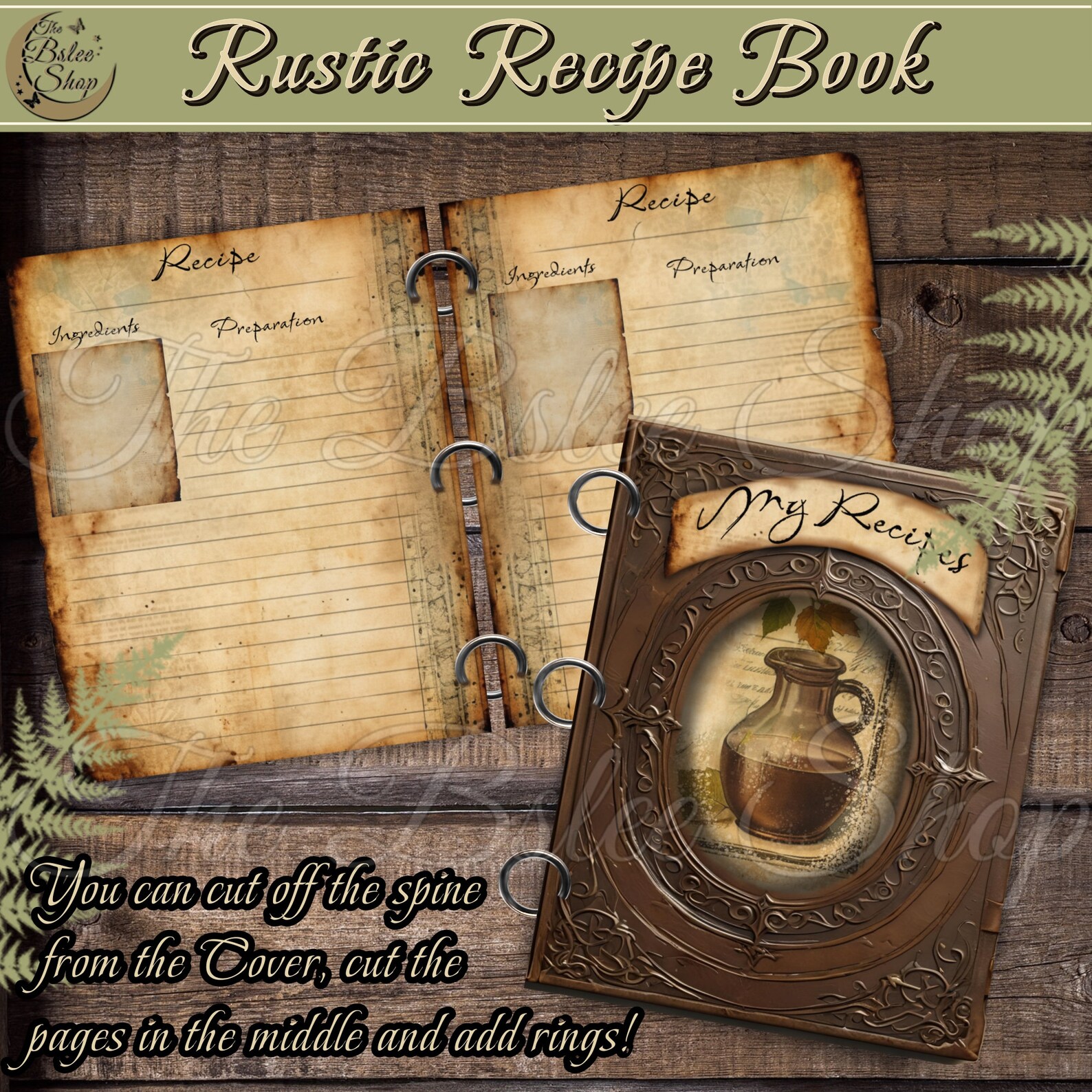 Rustic Recipe Book, Antique Recipe Pages, Witch’s Brew Potion Recipes ...