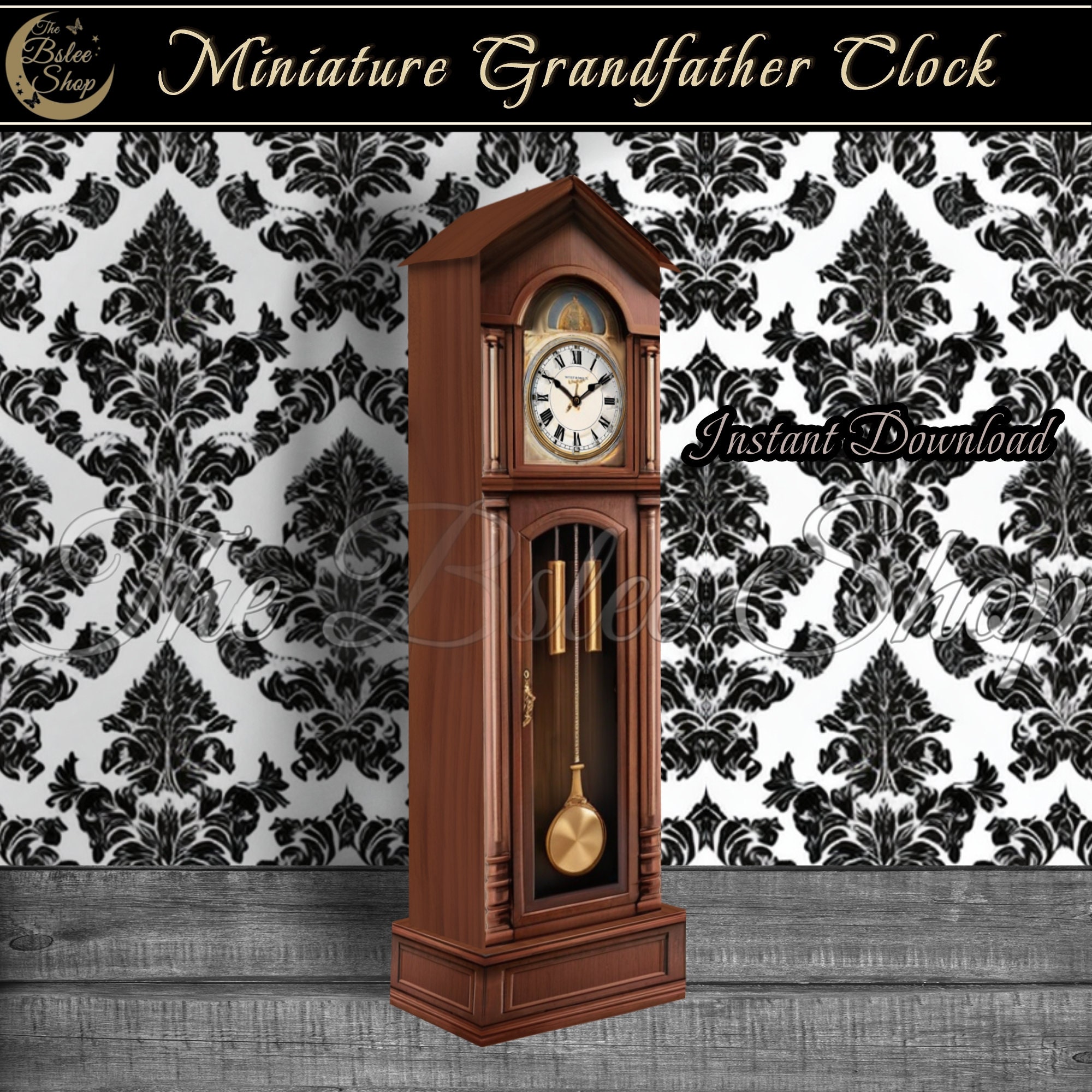 Miniature Grandfather Clock, Victorian Dollhouse DIY (PNG File) - Etsy