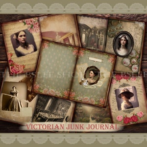 Viktorianisches Ephemera Junk Journal Kit, druckbares viktorianisches Haus Scrapbooking, antikes Junk Journal, Shabby Chic Papier, Teehaus Kit, Grunge