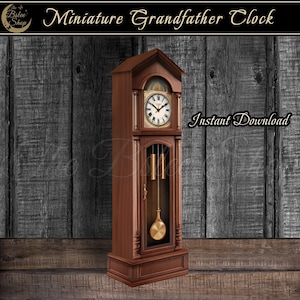 Miniature Grandfather Clock, DIY Clock For Dollhouse, Miniature Victorian Furniture, Antique Grandfather Clock, Diorama Paper Crafts