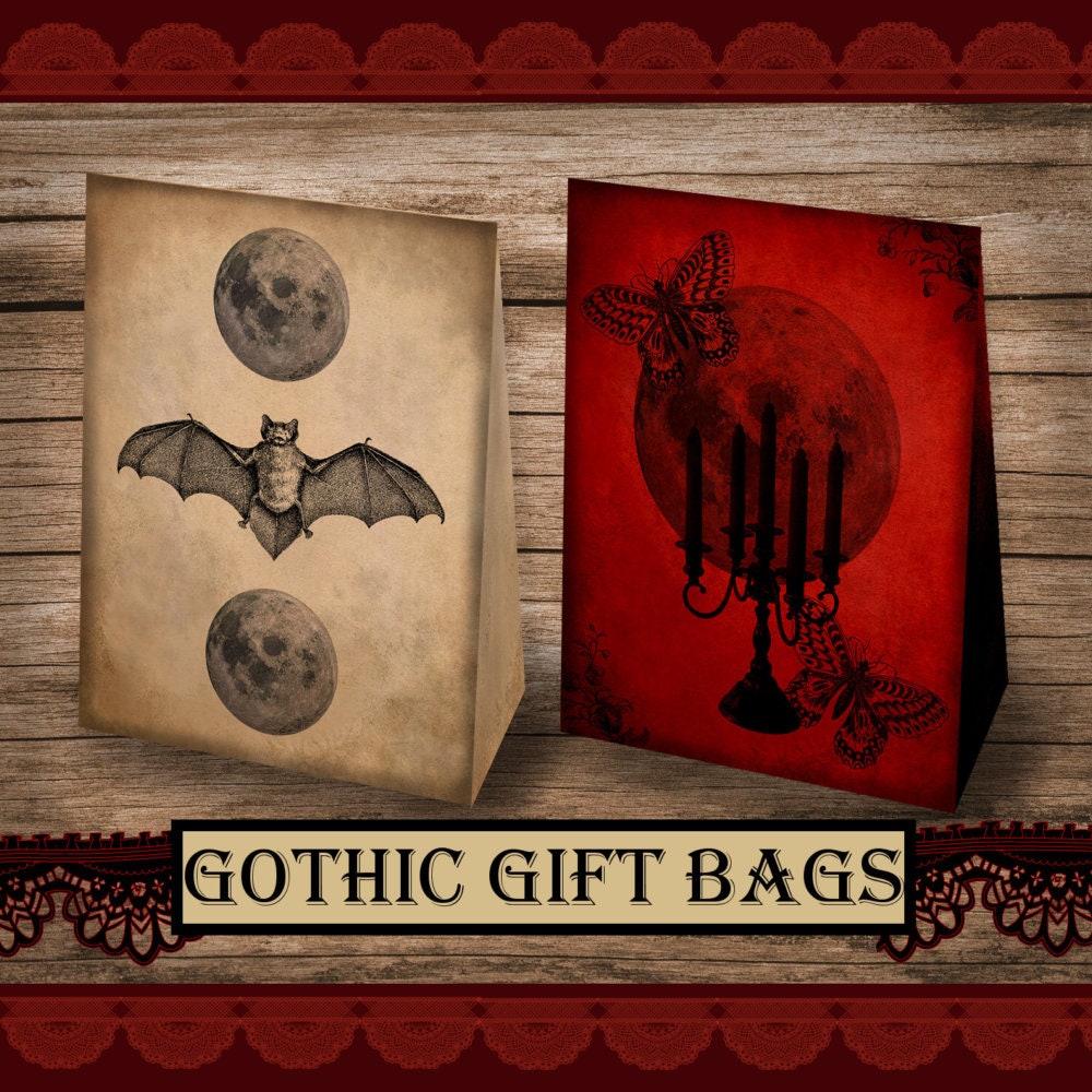 Vintage Gift Bags Gothic Gift Bags Halloween Party Favors Etsy