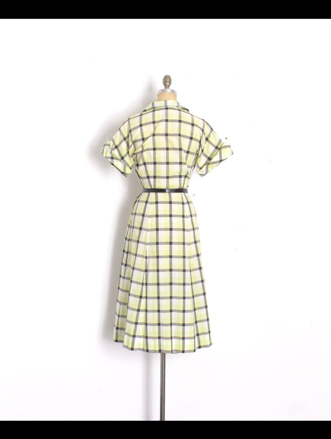 Vintage 1940s Brown Plaid Wool Dress