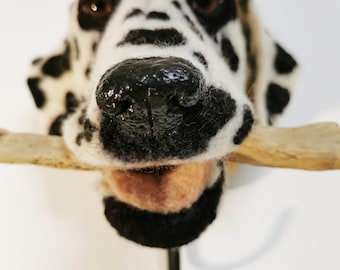 Needle Felted Wool Dalmatian Head Hanger: Pet Lover Gift
