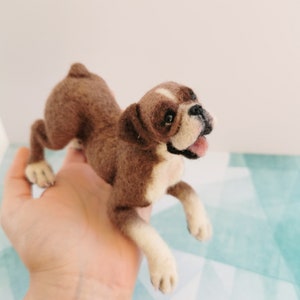 Needle felted Boxer dog, realistic art sculpture, Handcrafted, Dog Art, Dog Lovers Gift, Pet Portrait, pet sculpture, miniature