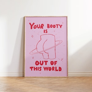 Funny Wall Art Print booty butt quote Digital Prints Trendy Download fun humor gift decor friend