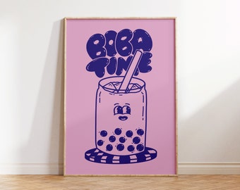 Impresión de té Boba / Póster retro de bebida (descarga digital)