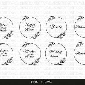 Bridal party svg bundle pour les projets de mariage | Fête de mariage svg bundle | Forfait mariage svg | Bride svg | fleur fille svg | Tribu de la mariée svg