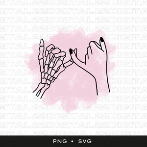 Skelett Hände pink versprechen SVG und PNG Datei | Gothic Love Halloween SVG und PNG Cut Dateien für Cricut/Glowforge | Skelett svg | Totenkopf svg