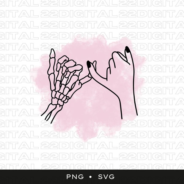 Skeleton hands pinky promise SVG and PNG file | Gothic love halloween svg and png cut files for cricut/glowforge | skeleton svg | skull svg