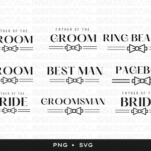 Groom party svg bundle pour les projets de mariage | Forfait svg de fête de mariage | Forfait mariage svg | Père du marié SVG