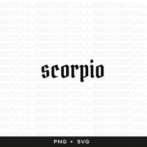 Schorpioen Dierenriem naam in gothic lettertype | Schorpioen svg | Sterrenbeeld svg | Zodiac svg | Astrologie svg | Hemelse svg