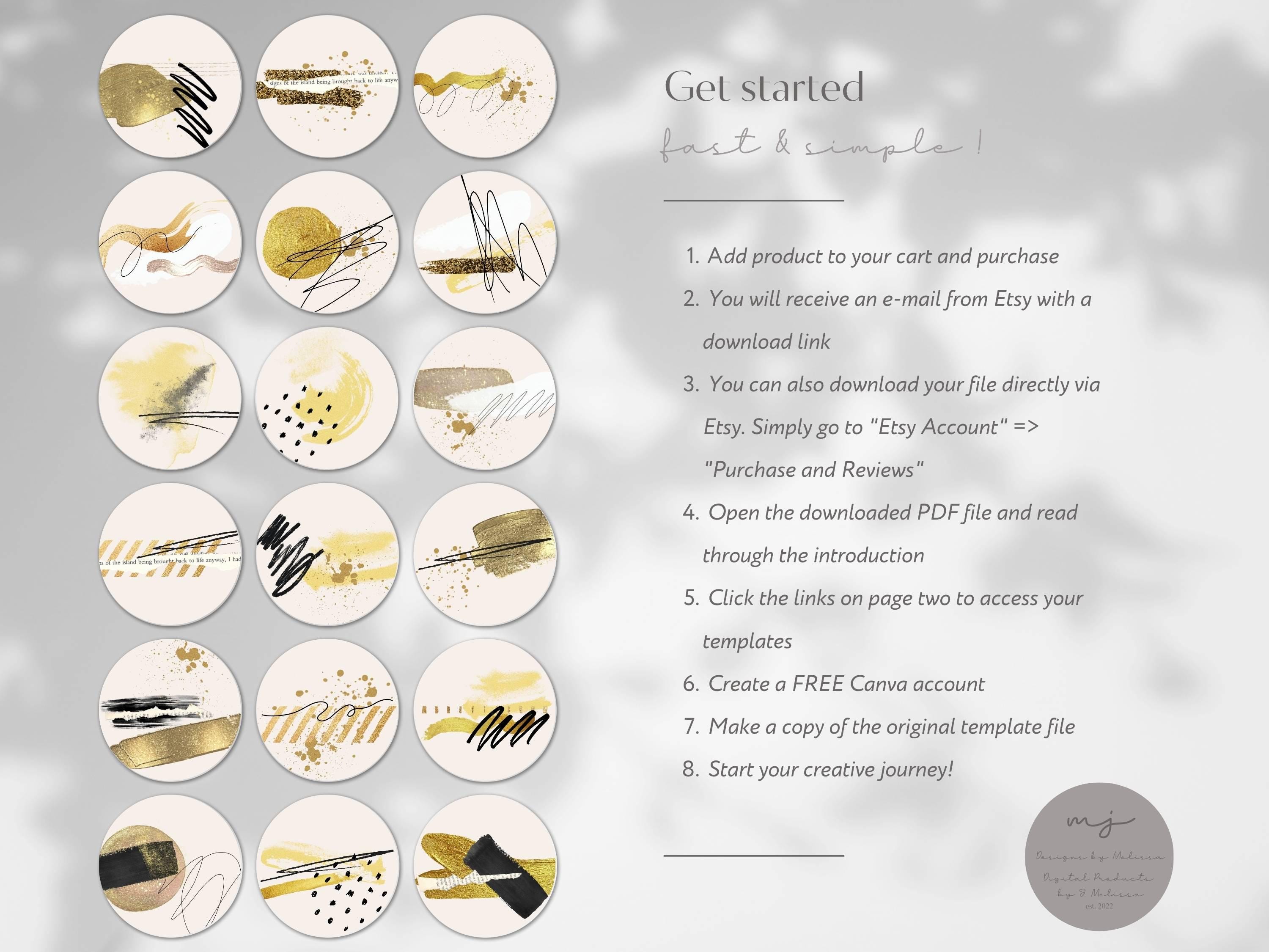 Beige Golden Collage Highlight Buttons for Instagram | Size ...