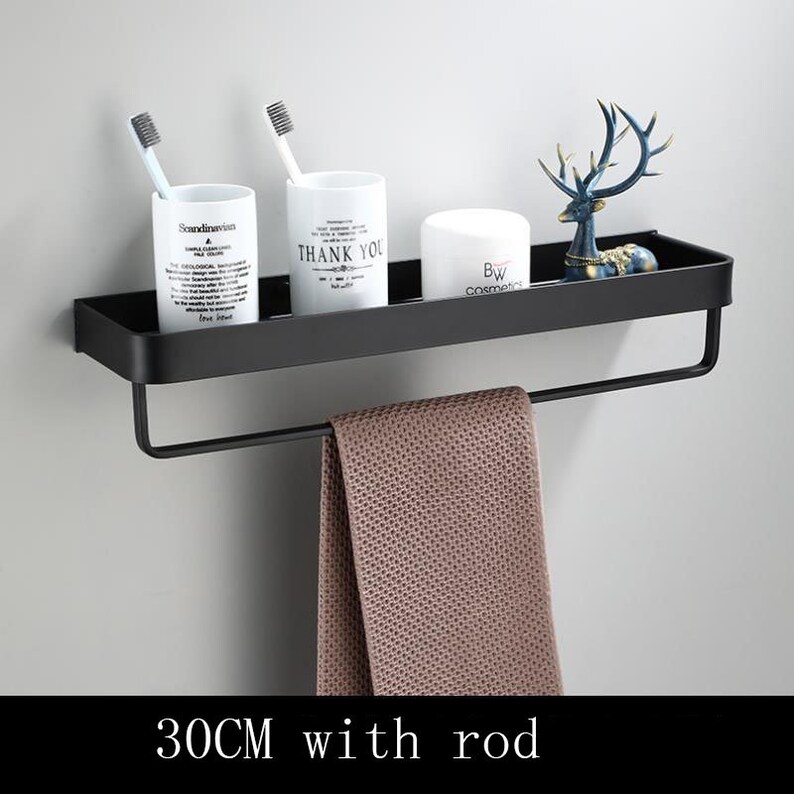 Black Bathroom Shelf Wall Mounted 23CM 30CM 40CM 50CM 60CM - Etsy