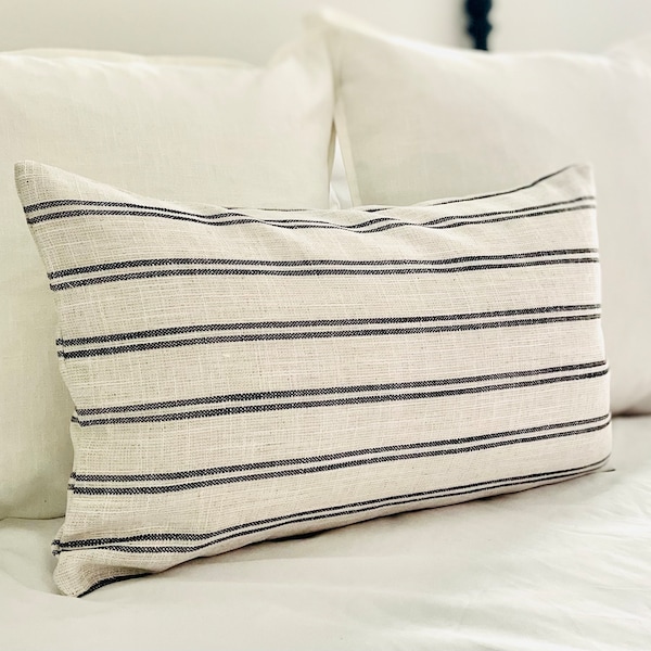 Striped Lumbar Farmhouse Modern Minimalistic Decorative Pillow Cover Bed Pillow Sofa Pillow Home Decor 12x20