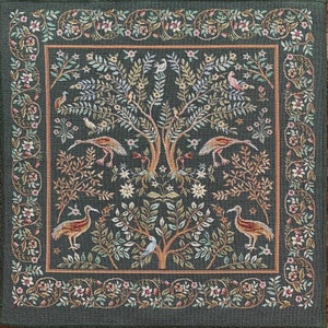 Tapestry for framing style William Morris &quot;Birds 2&quot;18*18(45*45 cm)-jacquard woven-medieval style decor-William Morris style tapestry.