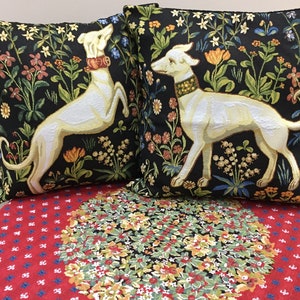 W. Morris style tapestry pillow covers"Dogs-Royal Hounds"18*18(45*45cm)-jacquard woven-medieval style tapestry-W.Morris Gobelin pillow cover
