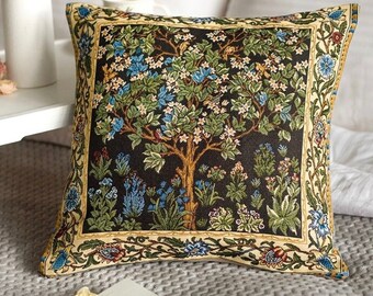 Kussensloop wandtapijt W. Morris: bloeiende appelboom, middeleeuwse stijl 18 x 18 inch