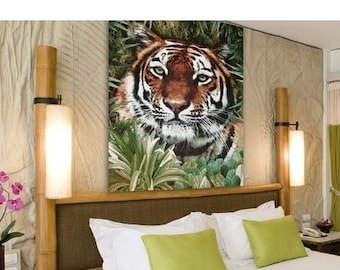 Jacquard Woven Tiger Tapestry: Wild Animal Wall Hanging (61x43)